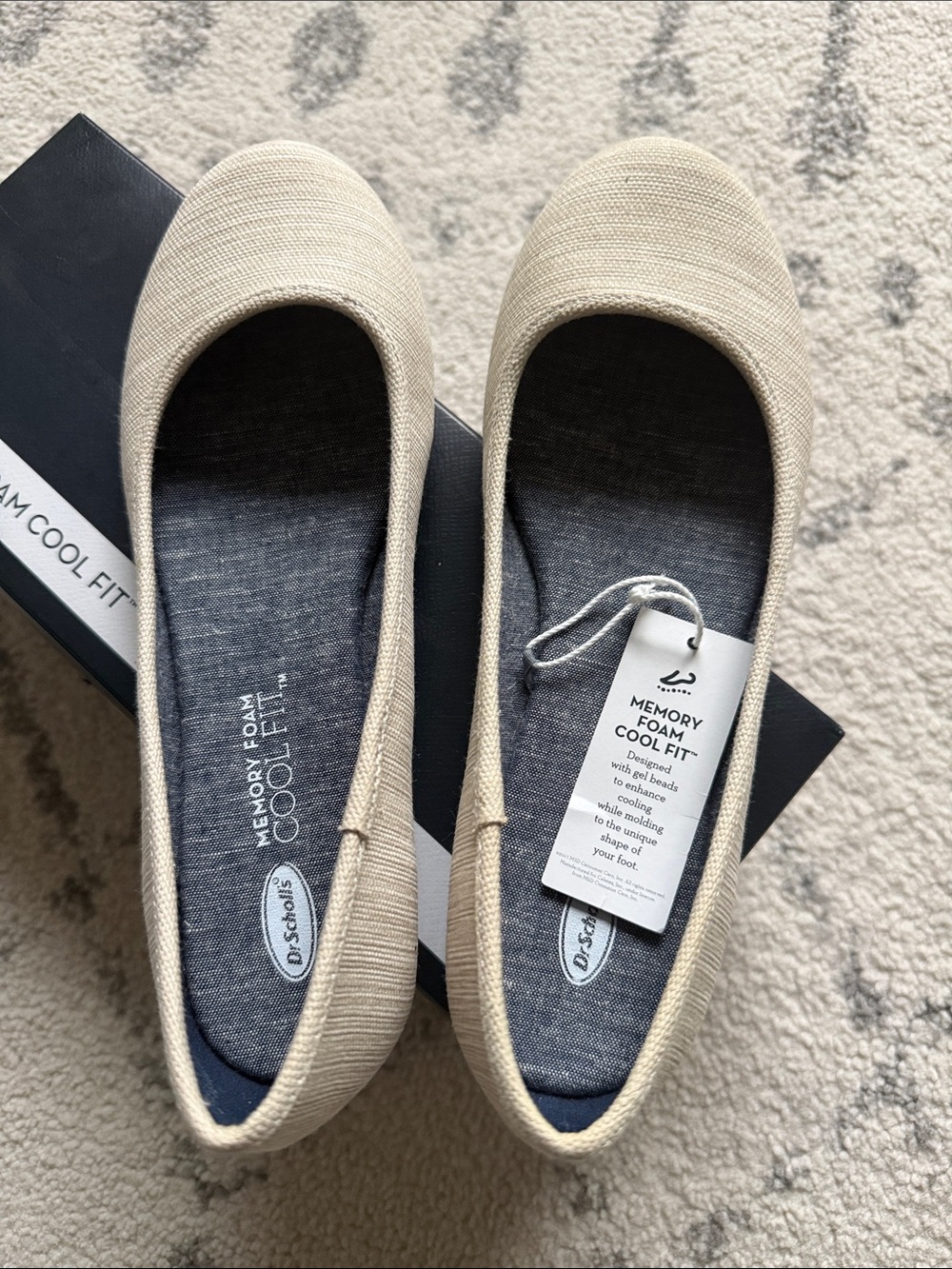 New! Dr. Scholl's Smoke Stripe Slip-On Memory Foam Ballet Flats Size 6.5